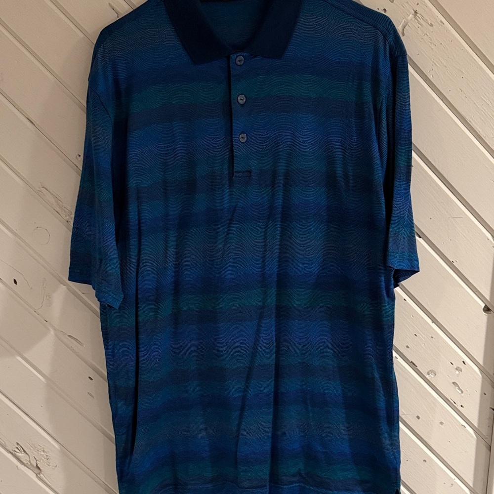 Bugatchi Navy and Teal Polo Shirt - Picture 2 of 4